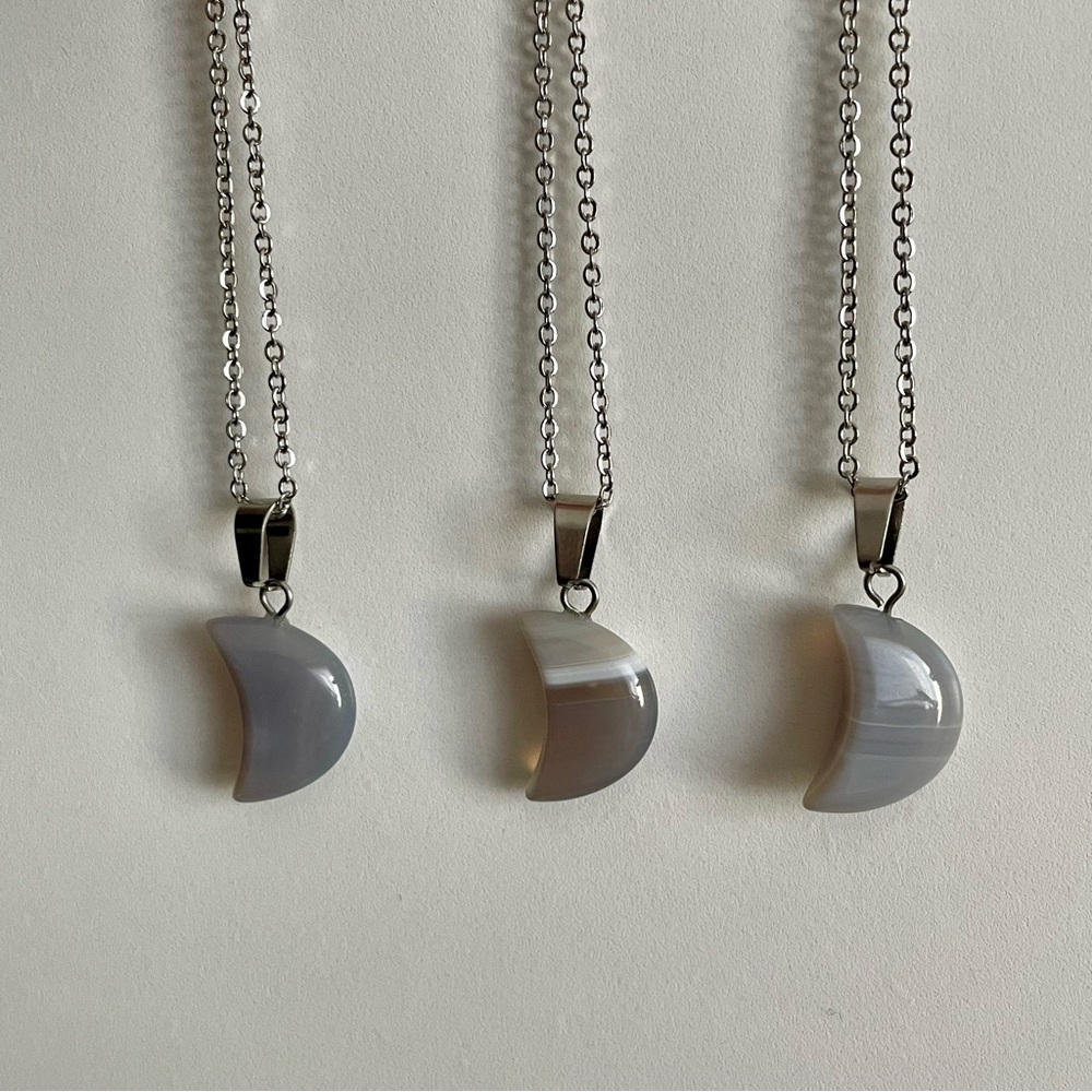 3/$25 Agate Crescent Moon Necklace